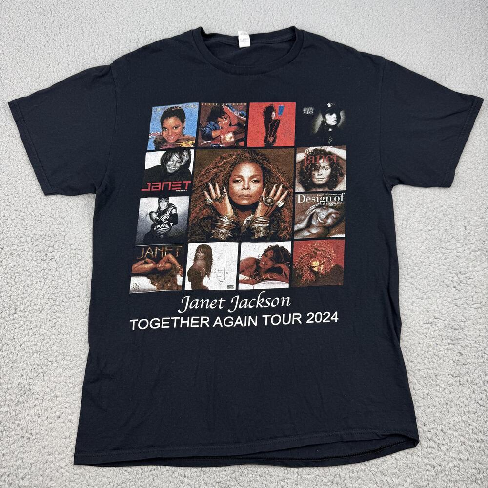 Janet Jackson Shirt Mens Medium Black Together Again Tour 2024 Nelly Concert